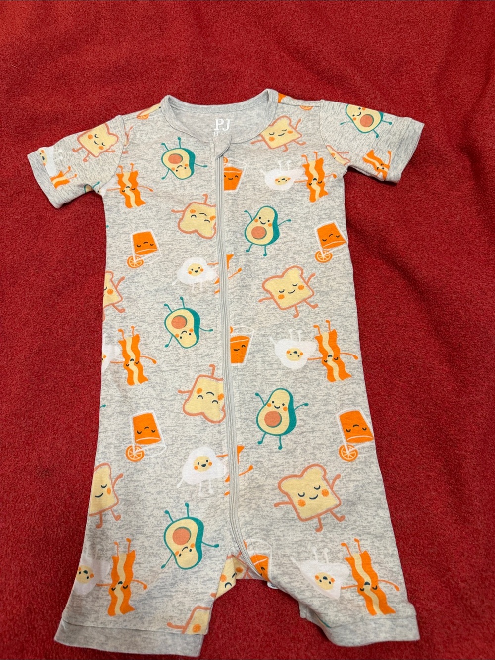 Grey Avocado & Toast Short-Sleeve Zip Sleep Romper - Kids